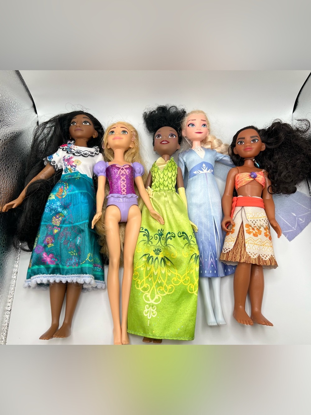 Disney Princess Doll Lot 5 Encanto Mirabel Moana Elsa Tiana Rapunzel Mattel